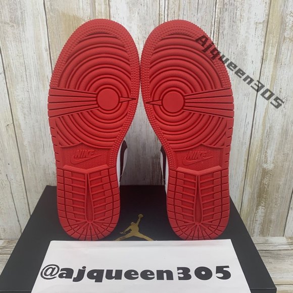 Air Jordan 1 Low White Gym Red Black GS 553560-118 - Picture 6 of 6